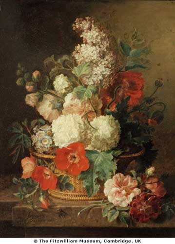 Painting Code#6519-Cornelis Spaendonck - A basket of flowers