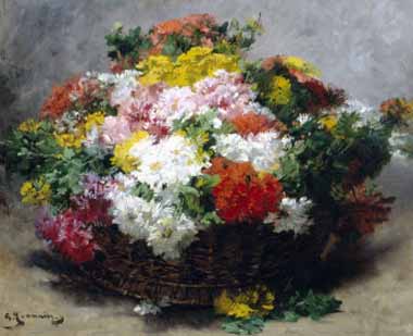 Painting Code#6521-Georges Jeannin - Colorful Asters