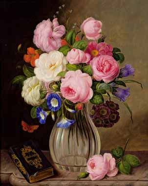 Painting Code#6526-Josef Lauer - Rose Bouquet