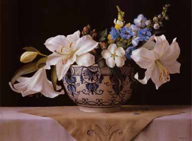 Painting Code#6529-Ken Marlow - Lilies in Delft