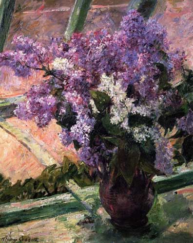 Painting Code#6564-Cassatt,Mary - Lilacs in a Window