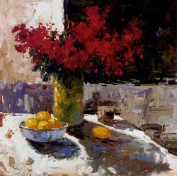 Painting Code#6589-Mira - Red Blossoms with Lemons