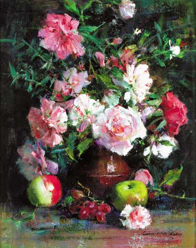 Painting Code#6617-Floral Still Life with Fruits