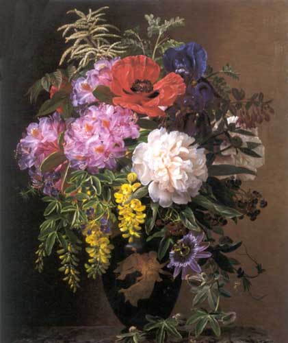 Painting Code#6626-Johan, Laurentz Jensen(Danish): Roses in a Netrus Canvase