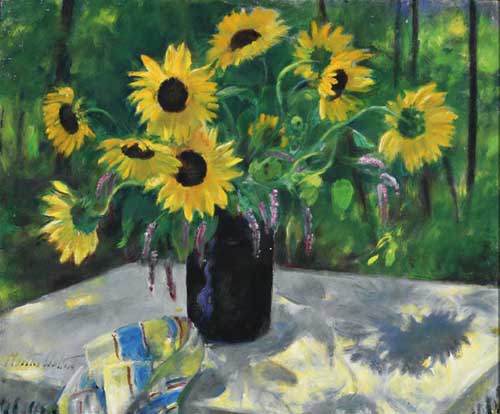 Painting Code#6650-MARTHA WALTER(USA): Still Life with Sunflowers