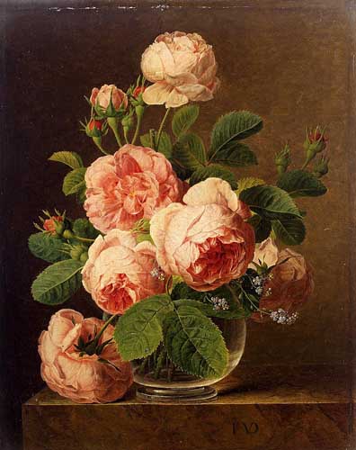 Painting Code#6662-Jan Van Dael - Still Life Of Roses In A Glass Vase