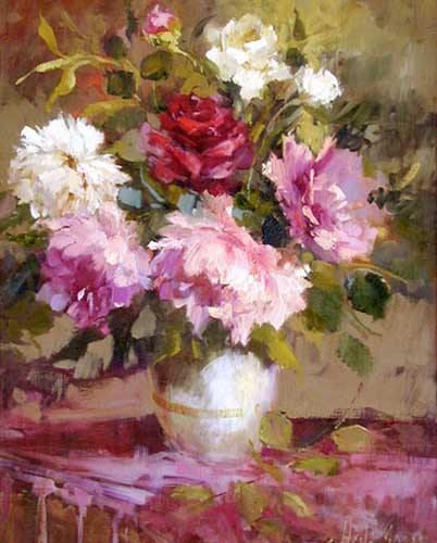 Painting Code#6665-H E D I   M O R A N: Roses and Peonies 
