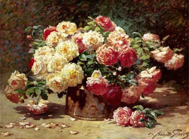 Painting Code#6683-Graves, Abbott Fuller(USA): Rose in a Copper Tub