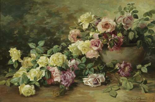 Painting Code#6691-Maria Osthaus Griffith: Pink and White Roses