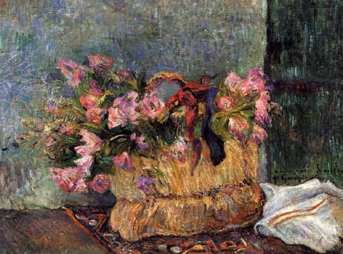Painting Code#6703-Gauguin, Paul - Basket of Flowers 