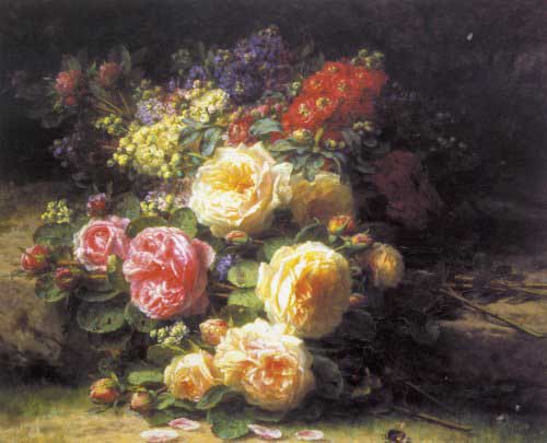 Painting Code#6706-Robie, Jean-Baptiste (Belgium)- Still Life with Roses