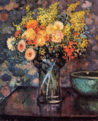 Painting Code#6713-Theo van Rysselberghe - Vase of Flowers