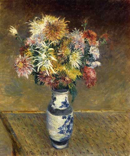 Painting Code#6714-Gustave Caillebotte - Chrysanthemums in a Vase