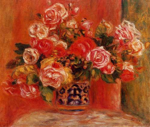 Painting Code#6769-Renoir, Pierre-Auguste - Roses in a Vase