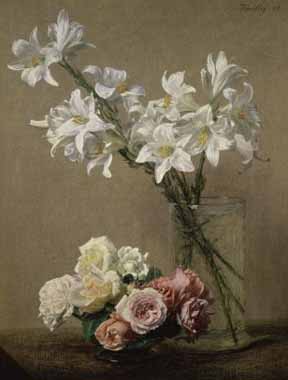 Painting Code#6811-Henri Fantin-Latour - Lys dans un Vase