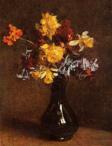 Painting Code#6816-Henri Fantin-Latour - Vase of Flowers