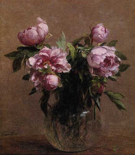 Painting Code#6817-Henri Fantin-Latour - Vase of Peonies