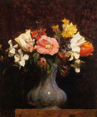 Painting Code#6826-Henri Fantin-Latour - Flowers, Camelias and Tulips