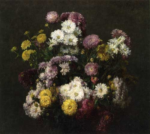 Painting Code#6827-Henri Fantin-Latour - Flowers, Chrysanthemums