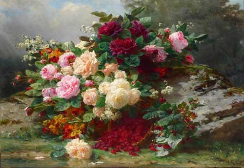 Painting Code#6850-Robie, Jean-Baptiste(Belgium) - Autumn Roses