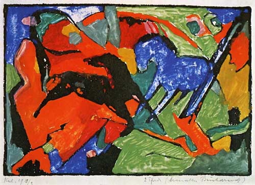 Painting Code#70338-Marc, Franz (German) - Two Horses