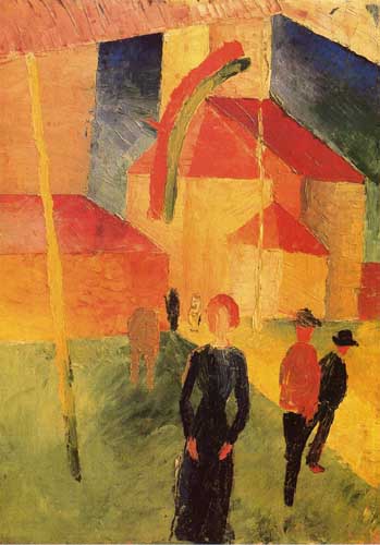 Painting Code#70344-Macke, August - Church with Flags