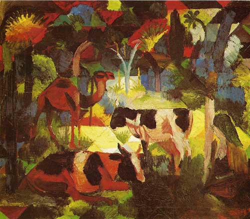 Painting Code#70350-Macke, August - Landscape with Coows and Camel