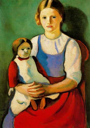 Painting Code#70625-Macke, August - Blonde Girl with Doll