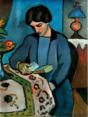 Painting Code#70646-Macke, August - Blue Girl Reading