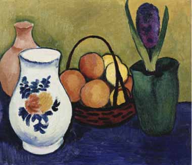Painting Code#70655-Macke, August - The White Jug with Flower and Fruit