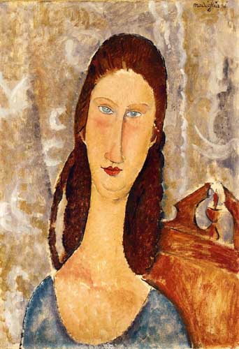 Painting Code#70806-Modigliani, Amedeo - Portrait of Jeanne Hebuterne 