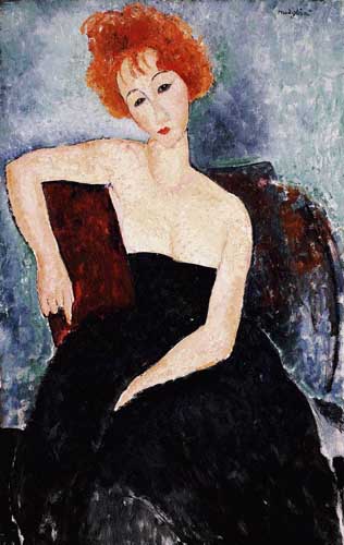 Painting Code#70817-Modigliani, Amedeo - Young Redhead in an Evening Dress