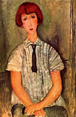 Painting Code#70825-Modigliani, Amedeo - Girl with Striped Blouse