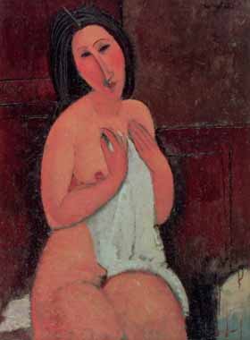 Painting Code#70833-Modigliani, Amedeo - Seated Nude with a Shirt