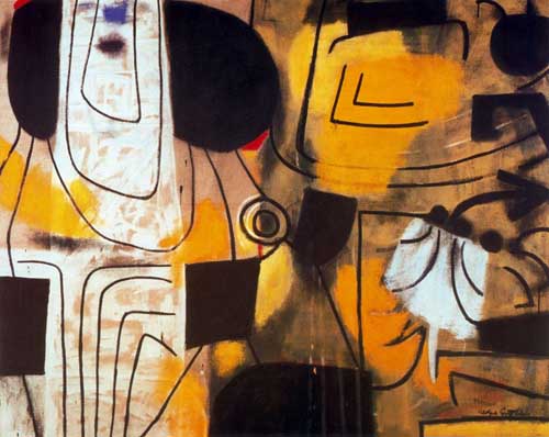 Painting Code#70864-Adolph Gottlieb - Figures Clangour