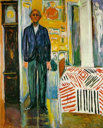 Painting Code#70896-Munch, Edvard - Self Portrait, Between Clock and Bed