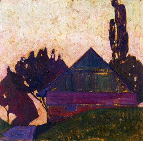 Painting Code#70922-Egon Schiele - House Between Trees I