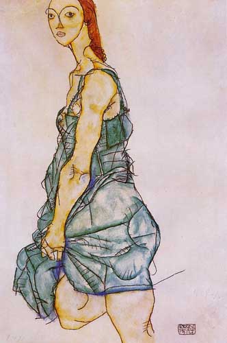 Painting Code#70931-Egon Schiele - Standing Woman in a Green Skirt