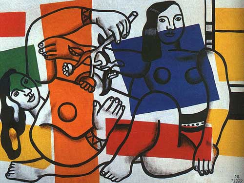 Painting Code#7133-Leger, Fernand(France): Two Women Holding Flowers