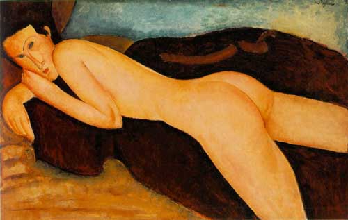 Painting Code#7155-Modigliani, Amedeo(Italy): Reclining Nude from the Back 