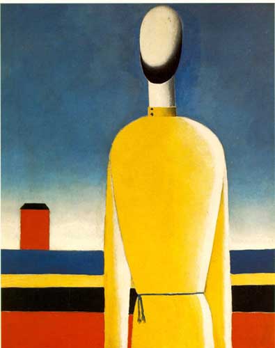 Painting Code#7180-Malevich, Kasimir (Russian) - Complex Presentiment, Half-Figure in a Yellow Shirt