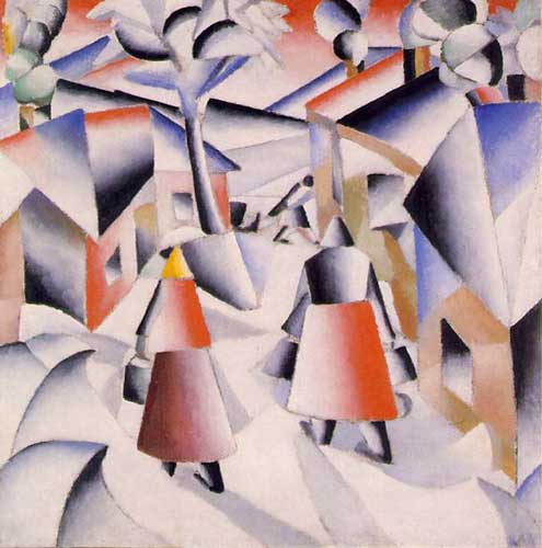 Painting Code#7186-Malevich, Kasimir(Russian, Suprematism): Morning in the Country after Snowstorm