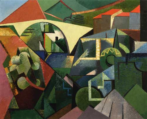 Painting Code#7229-Auguste Herbin - The Yellow Bridge at Ceret