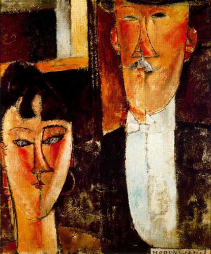 Painting Code#7414-Modigliani, Amedeo(Italy): Bride and Groom