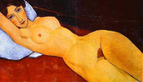 Painting Code#7422-Modigliani, Amedeo(Italy): Reclining Nude