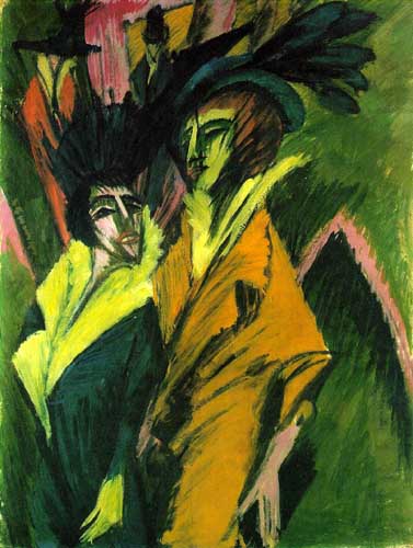 Painting Code#7514-Ernst Ludwig Kirchner - Two Women in the Street