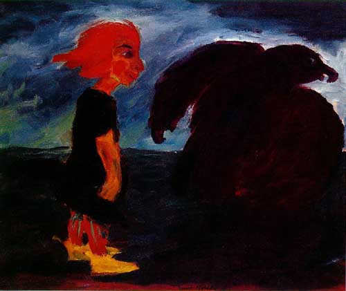 Painting Code#7530-Emil Nolde - Child and Large Bird