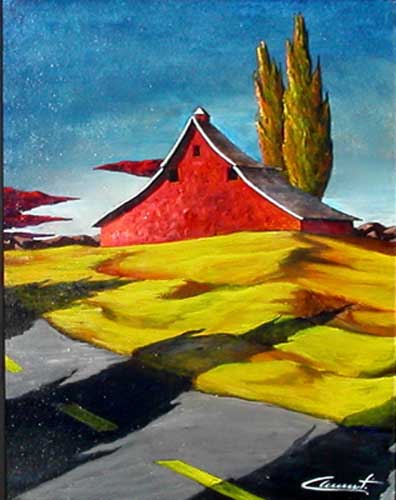 Painting Code#7594-Landscape with Red House