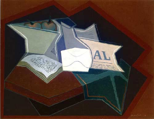 Painting Code#7614-Juan Gris: Compotier, Carafe and Open Book
