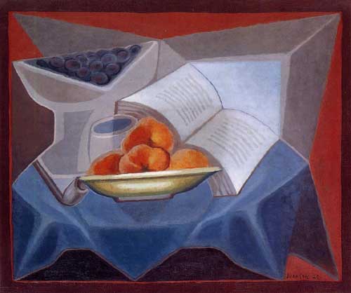 Painting Code#7615-Juan Gris: Fruits and Book